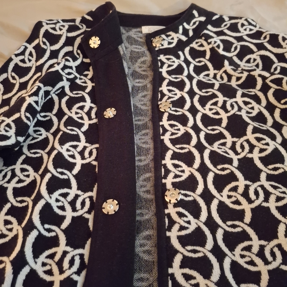 Christopher & Banks Women's Monochrome Knit Cardigan - Picture 6 of 10